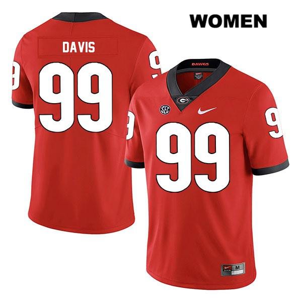 Georgia Bulldogs Women's Jordan Davis #99 NCAA Legend Authentic Red Nike Stitched College Football Jersey ZBR2756PL